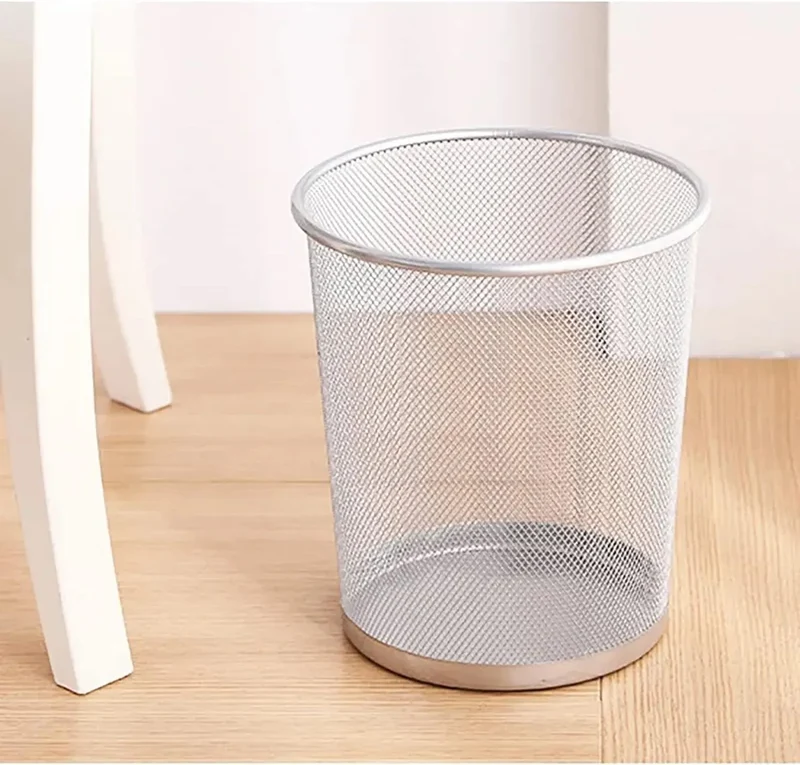 Corbeille à Papier Métallique GRIS de bureau, Cuisine, Salle de Bain.