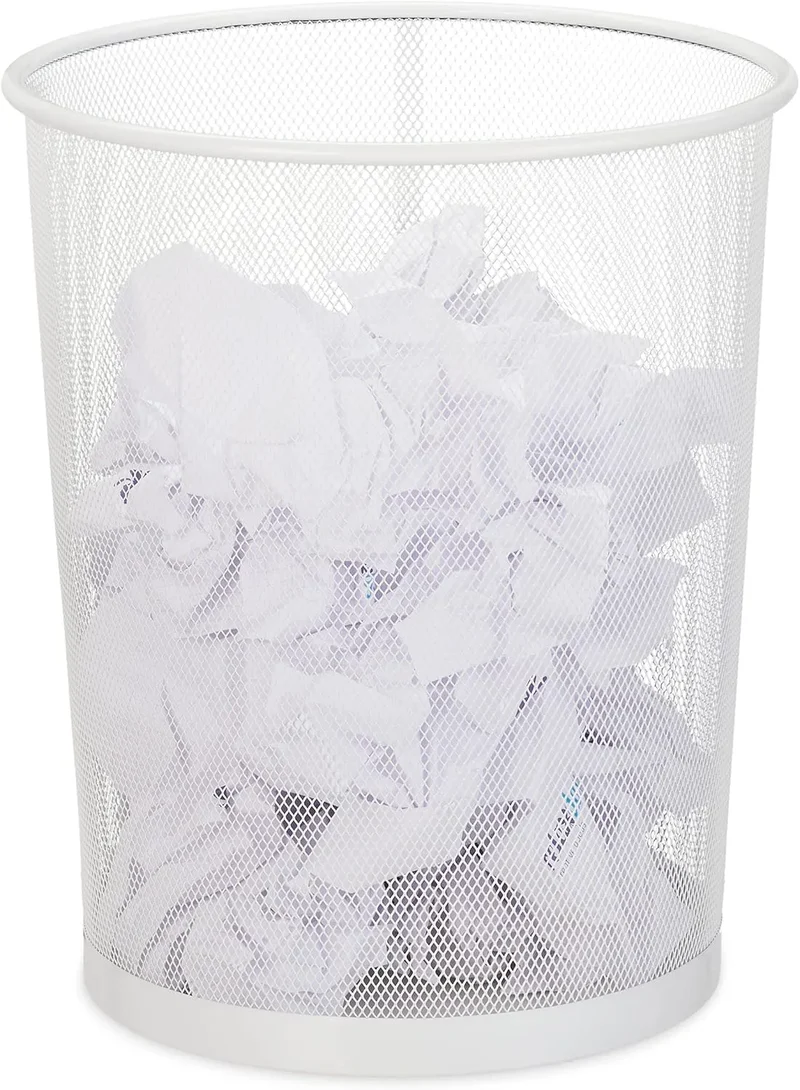 Corbeille à Papier Métallique GRIS de bureau, Cuisine, Salle de Bain.