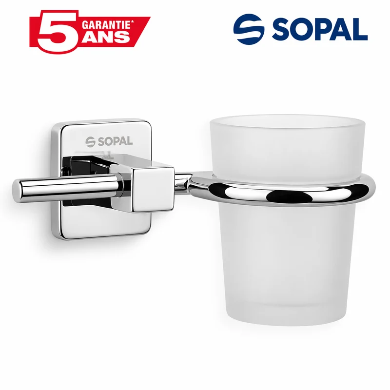 Porte Verre Salle de Bain SOPAL Ward SB50A04 — Chromé Brillant Laiton