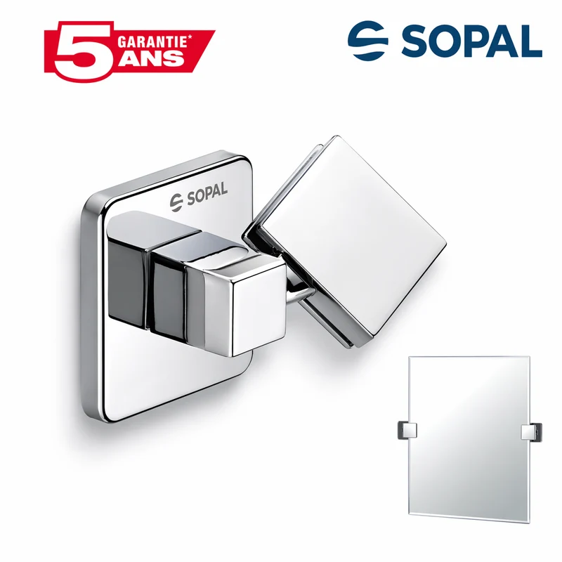 Support Miroir Pivotant Carré SOPAL Ward SB88A04 — Chromé Brillant Laiton