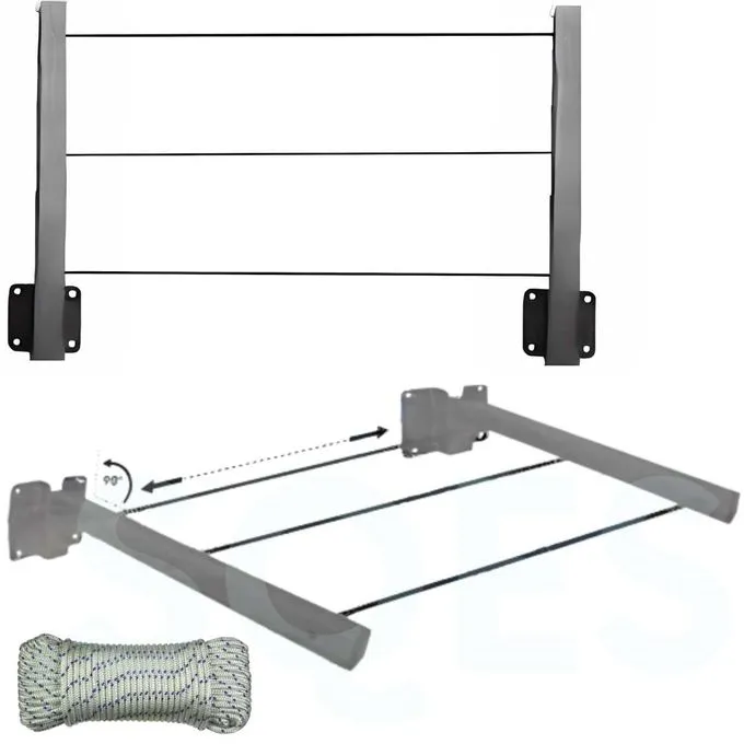 Sèche‑linge mural pliable & étendoir à corde rabattable