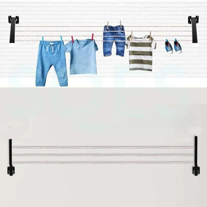 Sèche‑linge mural pliable & étendoir à corde rabattable