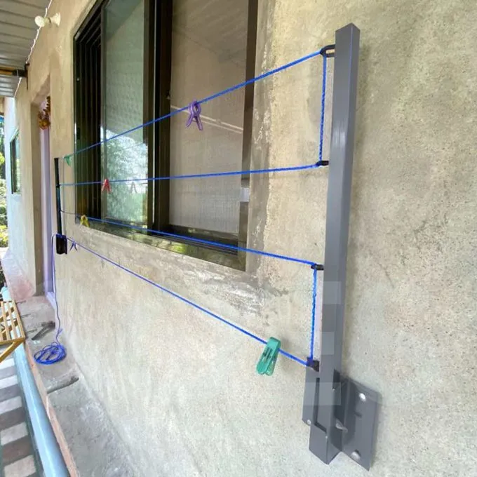 Sèche‑linge mural pliable & étendoir à corde rabattable