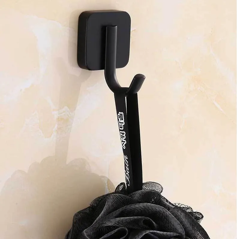Crochet Porte Manteau Petit Rectangle Noir (x2)