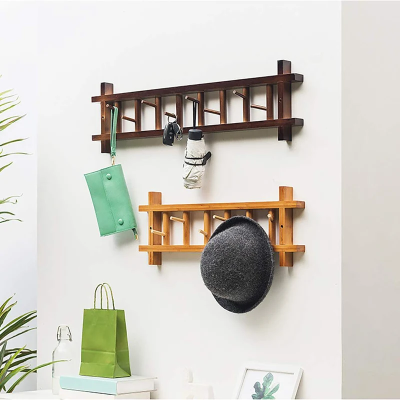 Porte Manteau Mural Bambou Rotatif