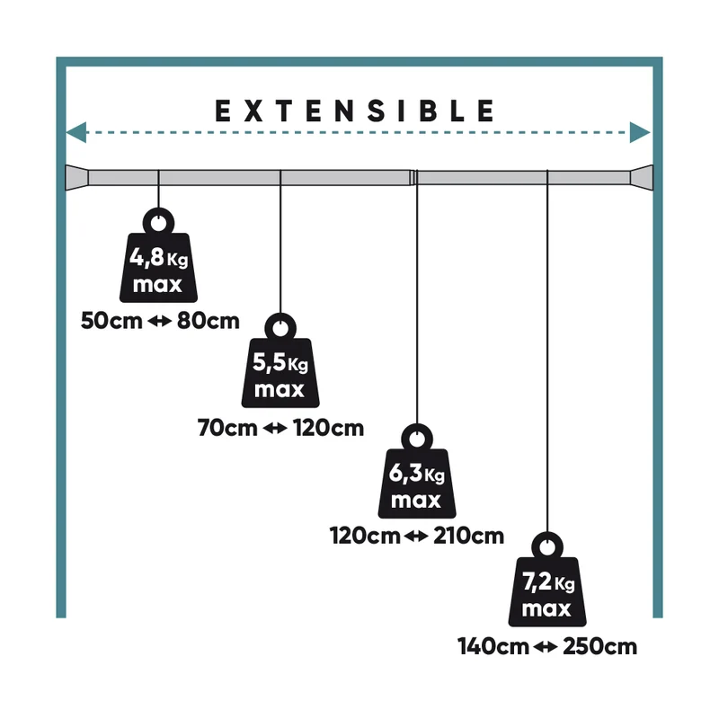 Barre entre murs extensible sans perçage