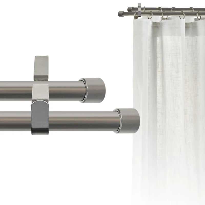 Tringle à rideau double Ø22mm Bouchon Avec anneaux Installation au mur