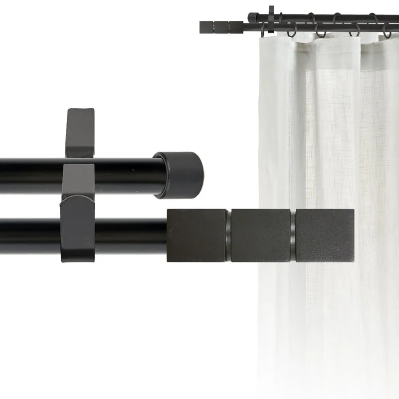 Tringle à rideau double Ø22mm Cerceaux Avec anneaux Installation au mur