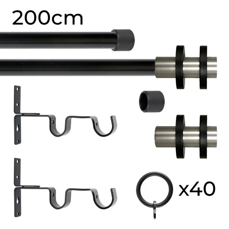 Tringle à rideau double Ø22mm Cerceaux Avec anneaux Installation au mur