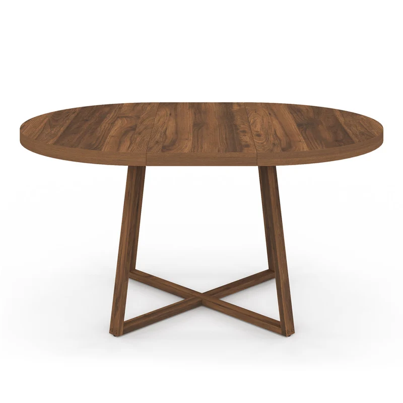 Table à manger ronde extensible Sana Ø110-150cm effet noyer