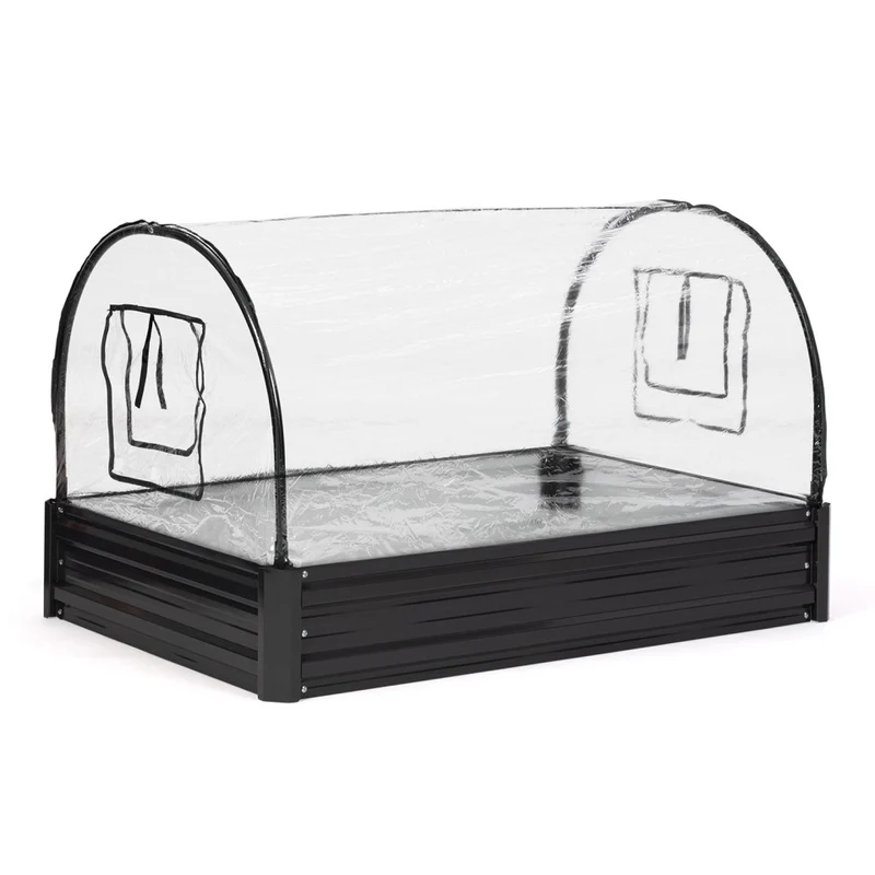 Serre de potager en métal 115cm gris anthracite