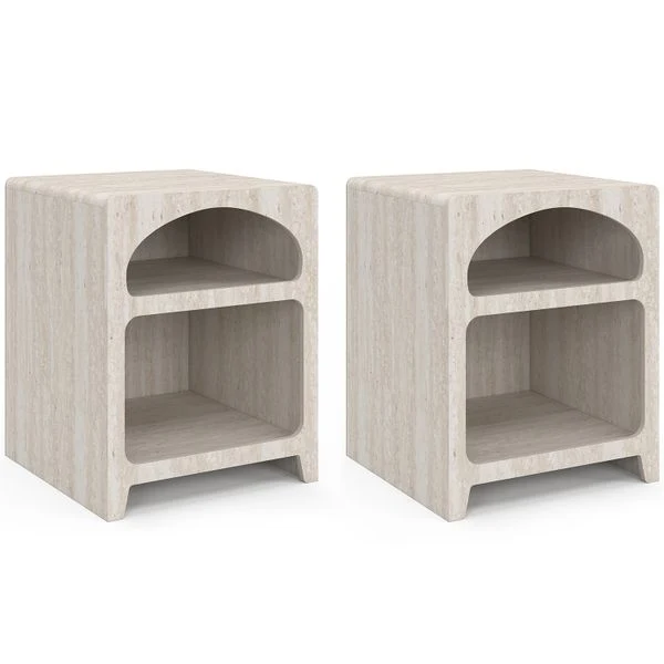 Tables de chevet Alyana organiques effet travertin - lot de 2