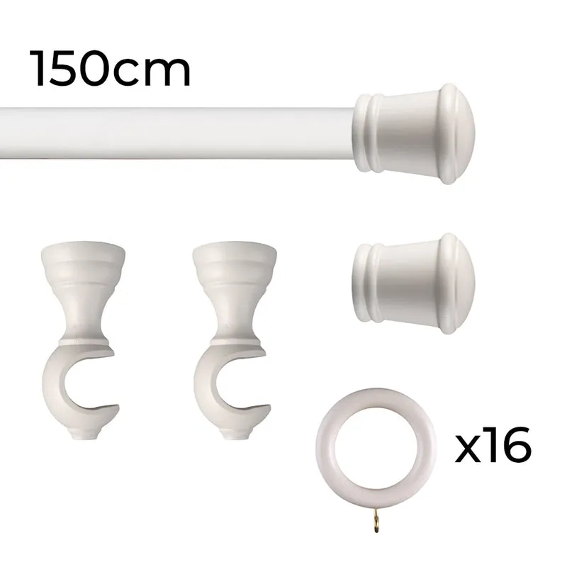 Tringle à rideau Ø30mm Cône Avec anneaux Installation au mur
