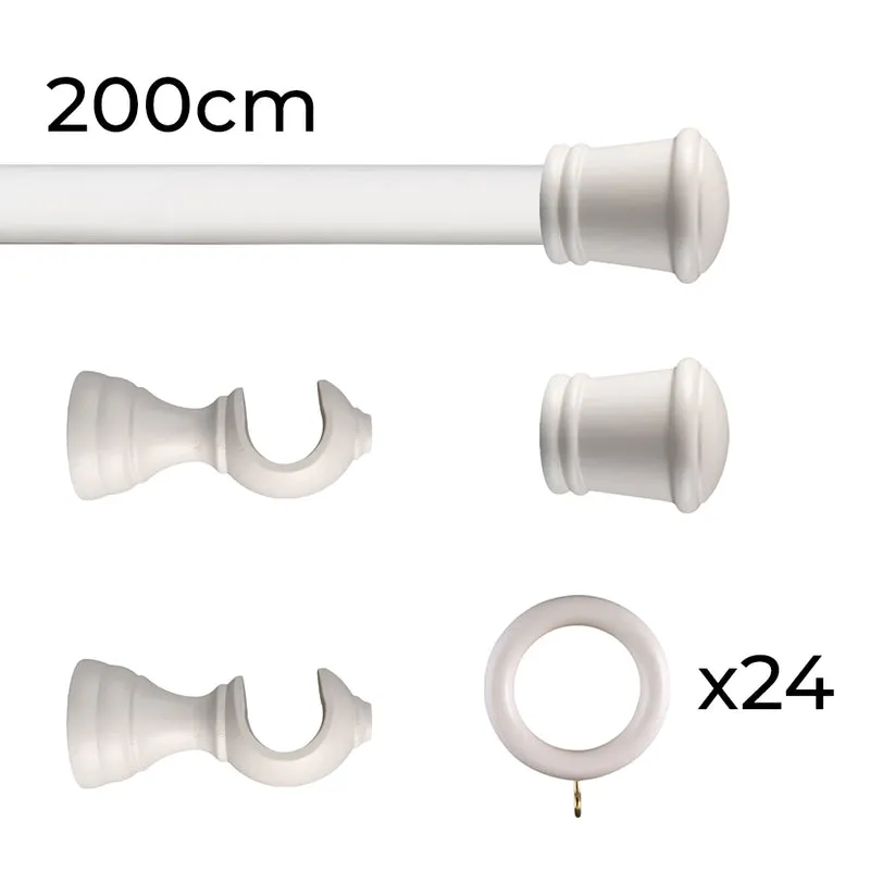Tringle à rideau Ø30mm Cône Avec anneaux Installation au mur