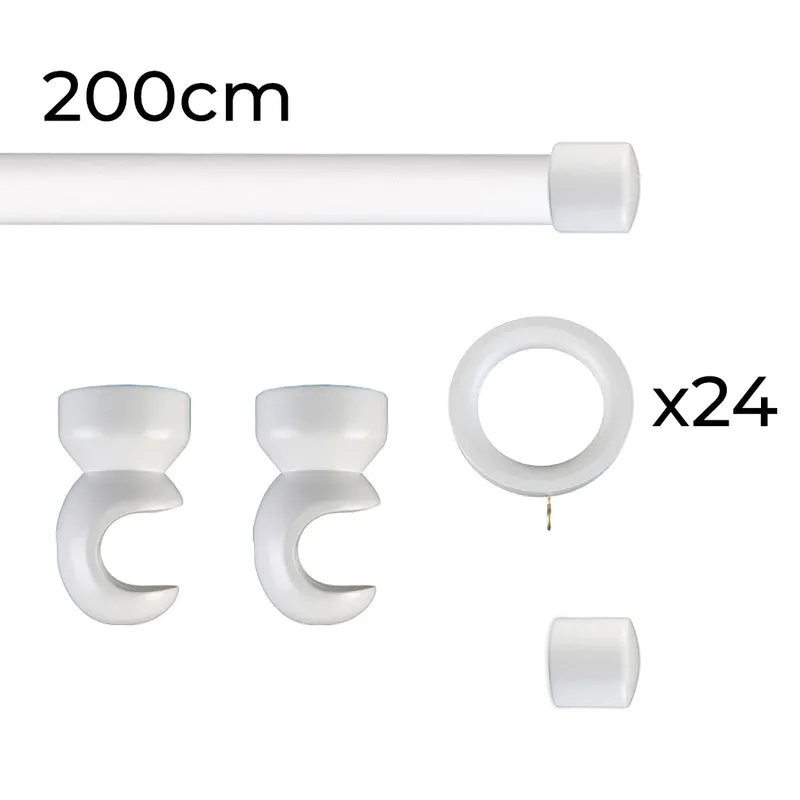 Tringle à rideau Ø22mm Bouchon Avec anneaux Installation au plafond