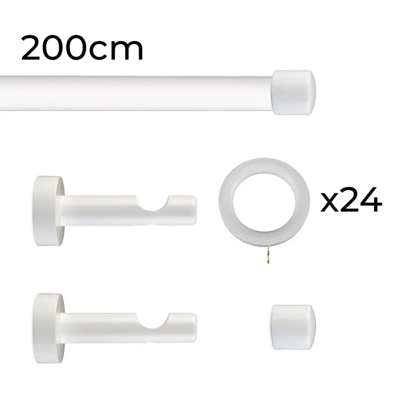 Tringle à rideau Ø22mm Bouchon Avec anneaux Installation au mur