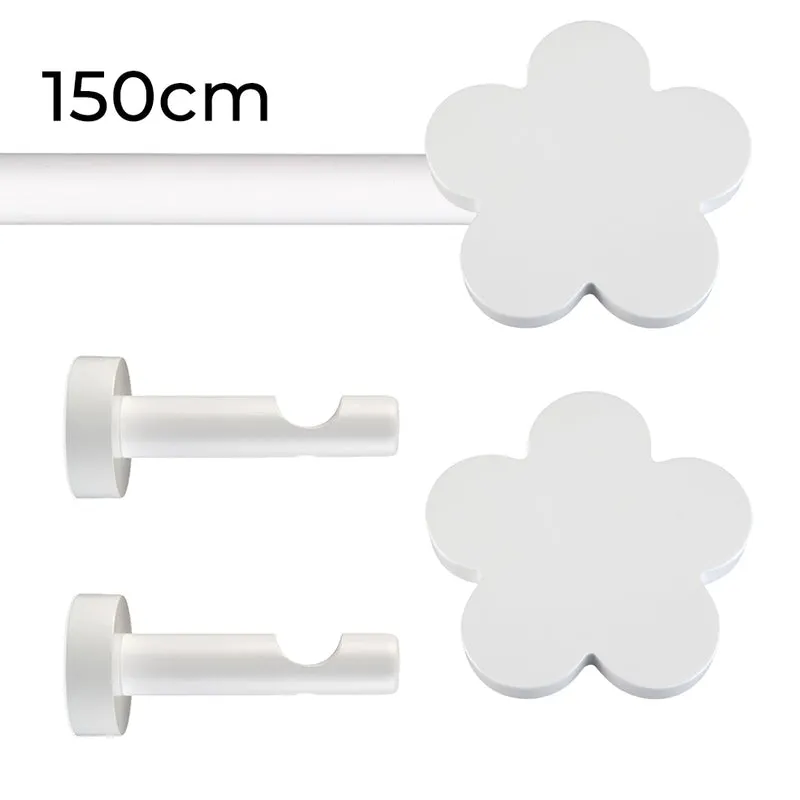 Tringle à rideau Ø22mm Fleur blanche Installation au mur