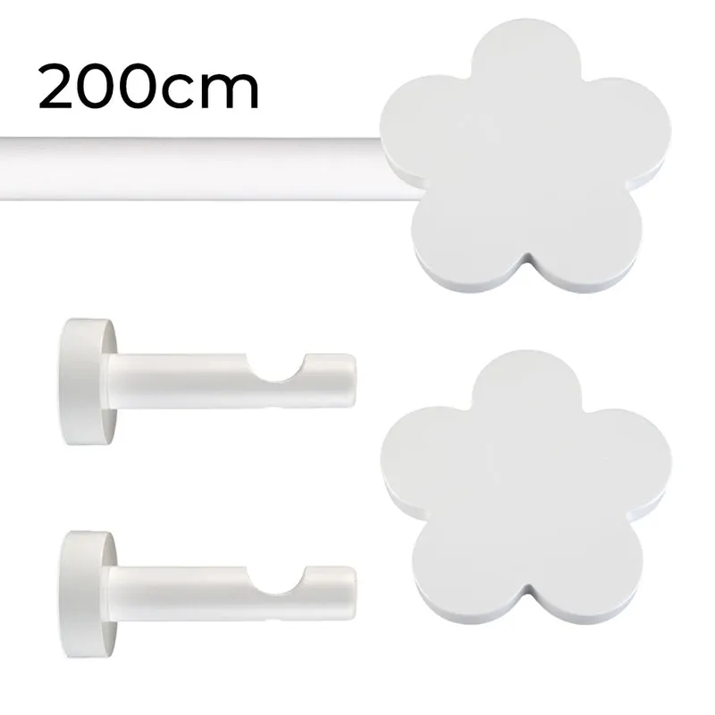 Tringle à rideau Ø22mm Fleur blanche Installation au mur