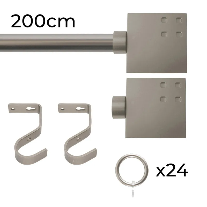 Tringle à rideau Ø22mm Carré Avec anneaux Installation au mur