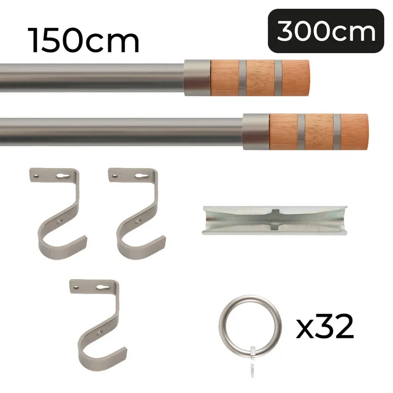 Tringle à rideau Ø22mm Couronnes Avec anneaux Installation au mur