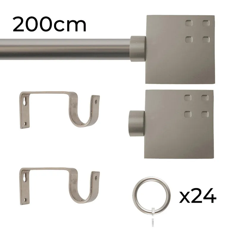 Tringle à rideau Ø22mm Carré Avec anneaux Installation au mur