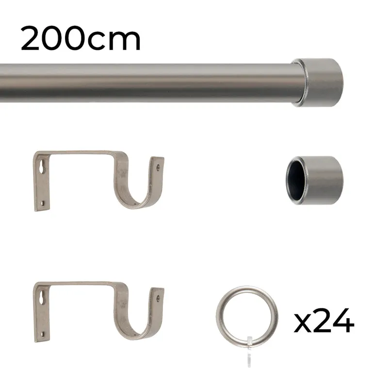 Tringle à rideau Ø22mm Bouchon Avec anneaux Installation au mur