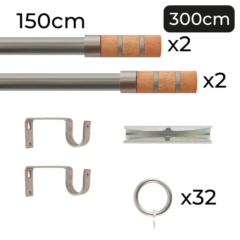 Tringle à rideau Ø22mm Couronnes Avec anneaux Installation au mur