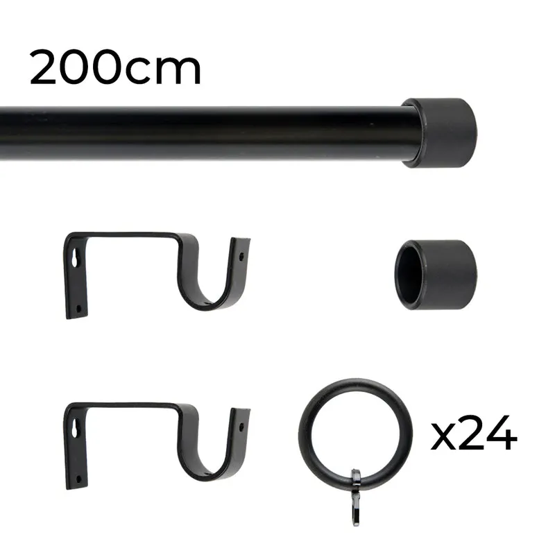 Tringle à rideau Ø22mm Bouchon Avec anneaux Installation au mur