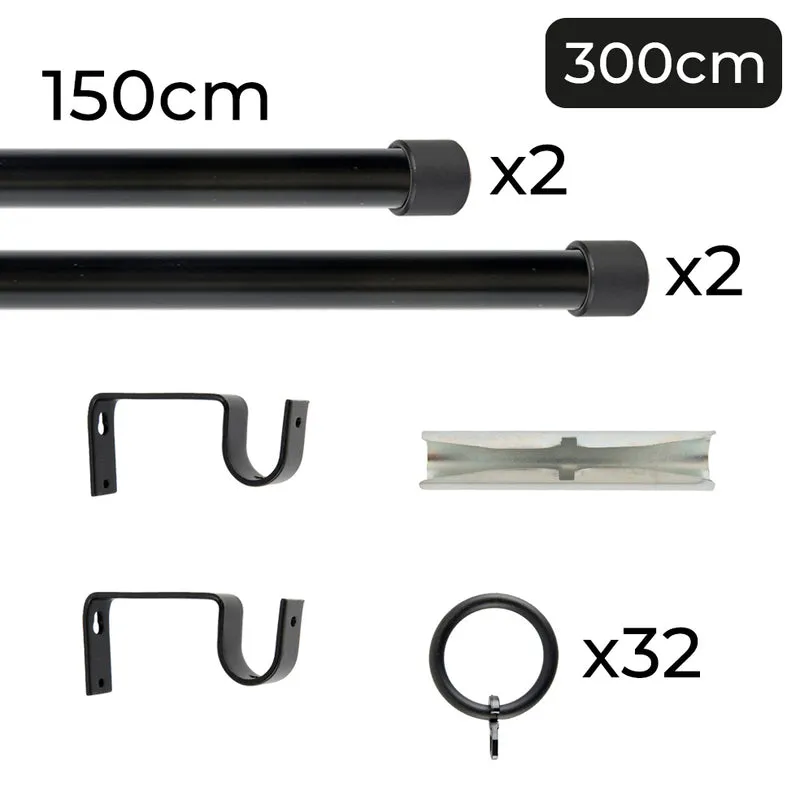 Tringle à rideau Ø22mm Bouchon Avec anneaux Installation au mur