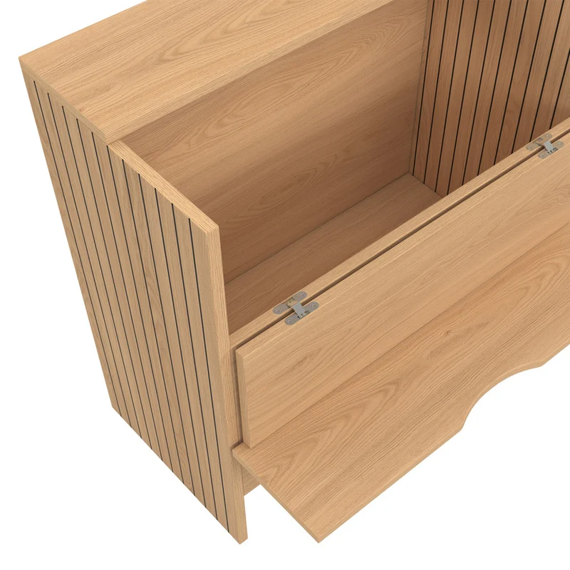 Table d'appoint mini bar Faustine bois et effet lattes