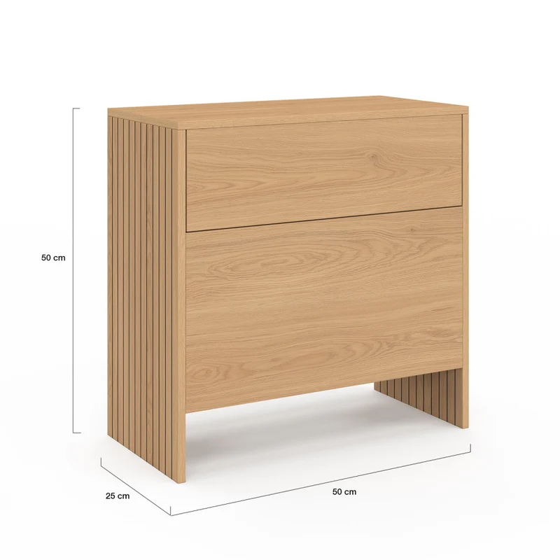 Table d'appoint mini bar Faustine bois et effet lattes