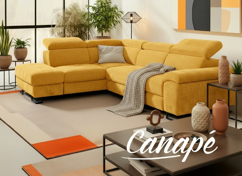 CANAPE D'ANGLE DROIT TRANSFORMABLE EN LIT AVEC COFFRE RANGEMENT TISSU EPAIS 276x212x79