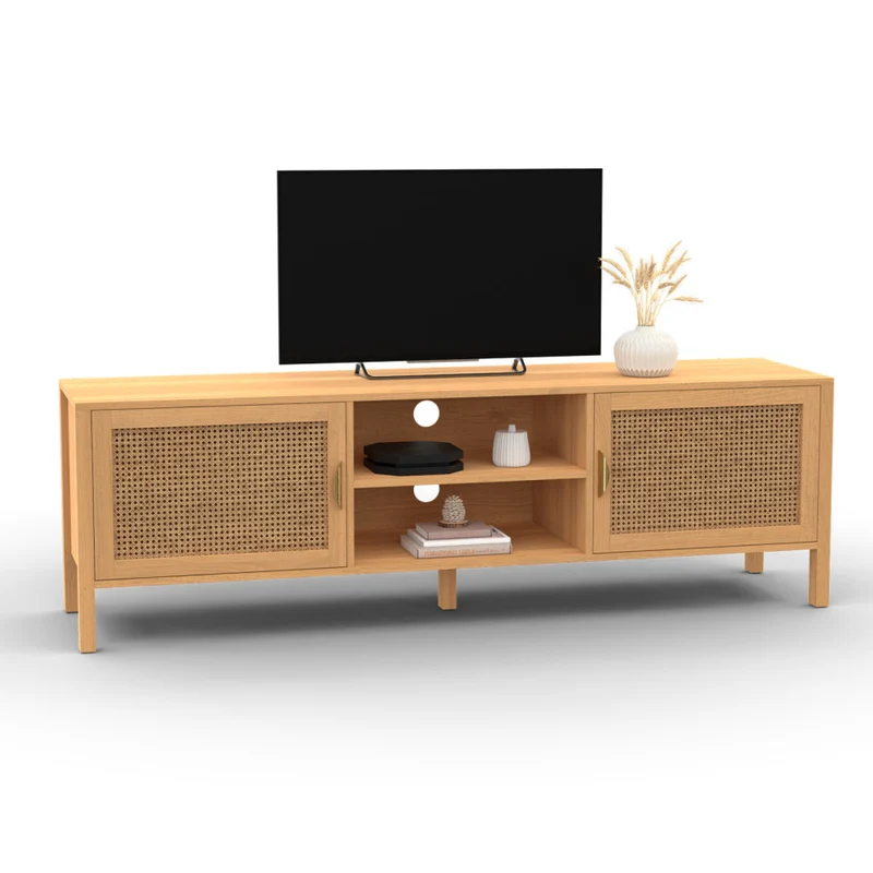 Meuble TV en cannage Eve 2 portes L160cm