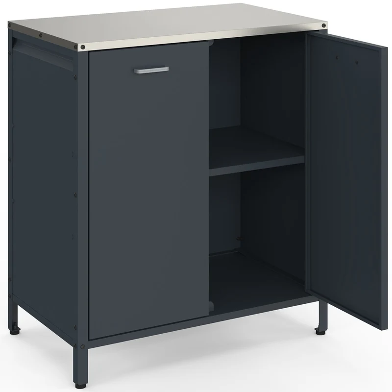 Meuble cuisine extérieure Alméria gris 2 portes + étagères