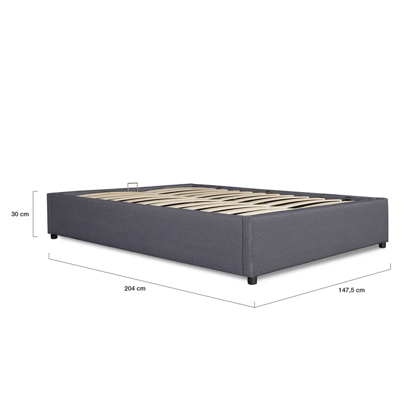 Lit coffre Otto en similicuir gris avec sommier 140x190cm
