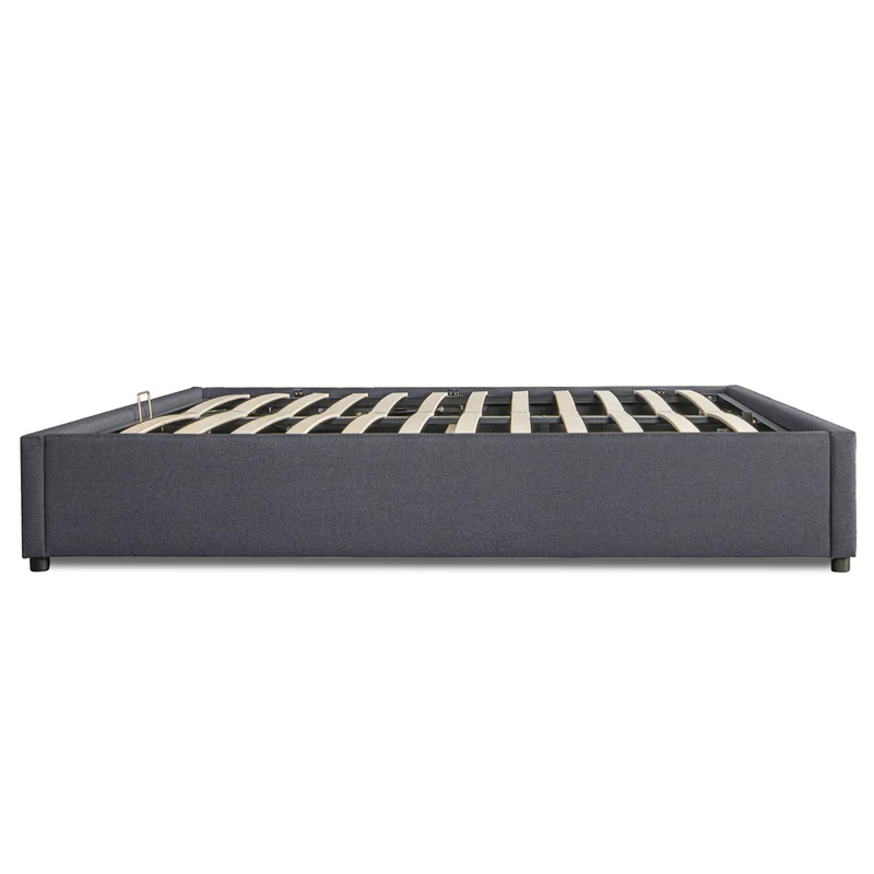 Lit coffre Otto en similicuir gris avec sommier 140x190cm