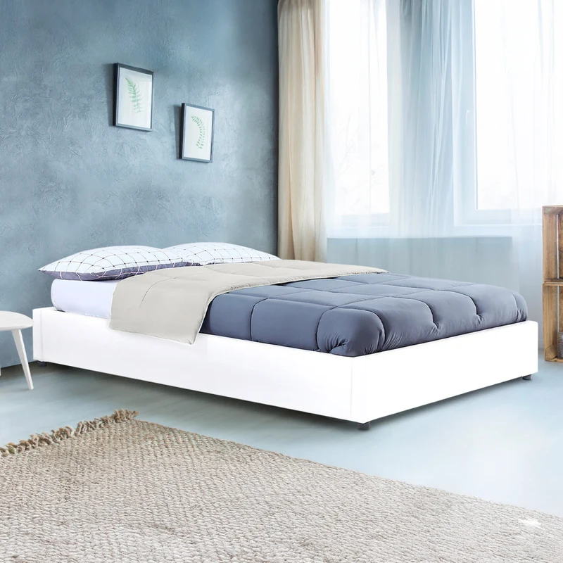 Lit coffre Otto en similicuir blanc avec sommier 160x200cm