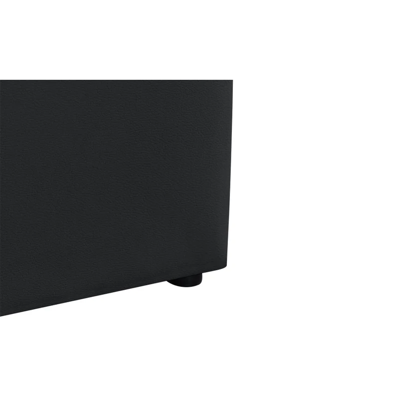 Lit coffre Hanna en PVC noir avec sommier et tête de lit 140x190cm