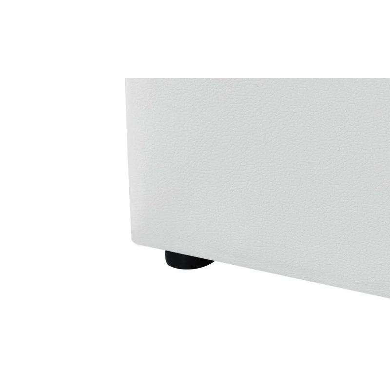 Lit coffre Hanna en PVC blanc avec sommier 140x190cm