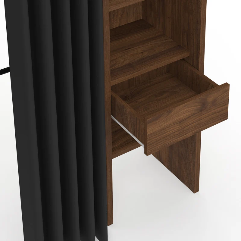 Dressing Justine extensible 120-180cm effet noyer double colonne