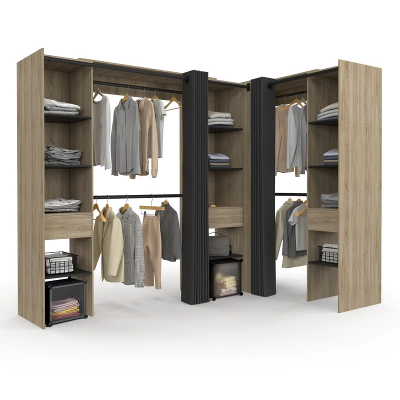 Dressing Justine d'angle 230cm effet bois