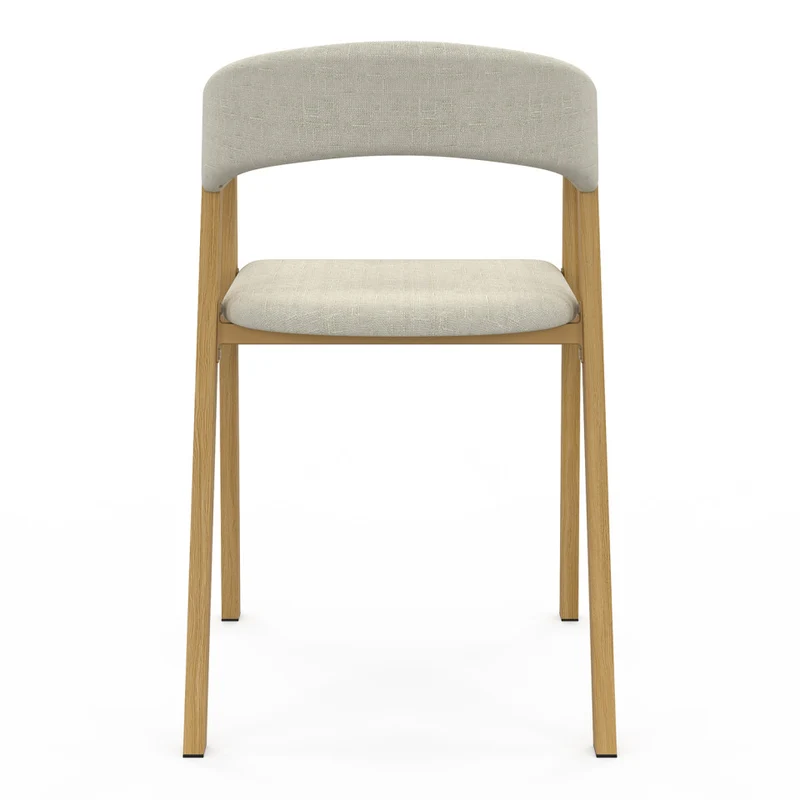 Chaises Enola avec accoudoirs tissu beige pieds effet bois - lot de 4