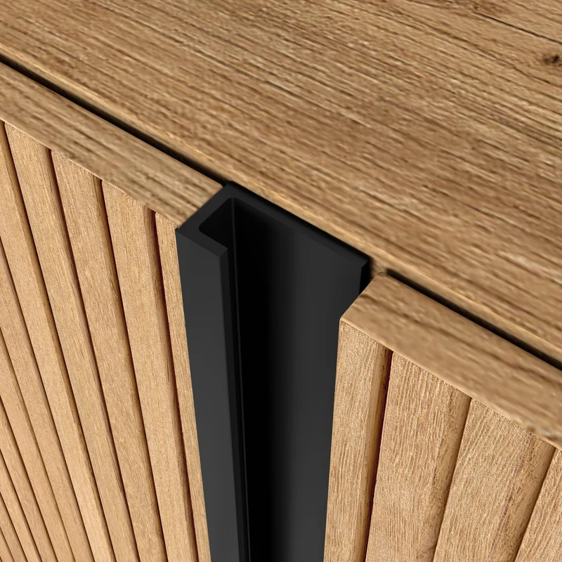 Meuble TV Suspendu Led 315x50x35 cm Pour les TV jusqu'à 80" Cheminée électrique à droite XXL Mural Chêne et noir