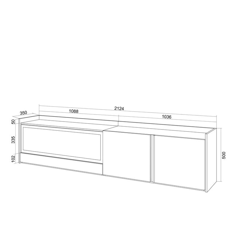 Meuble TV 212x50x35 cm Pour les TV jusqu'à 80" Cheminée électrique à gauche XXL Chêne et noir