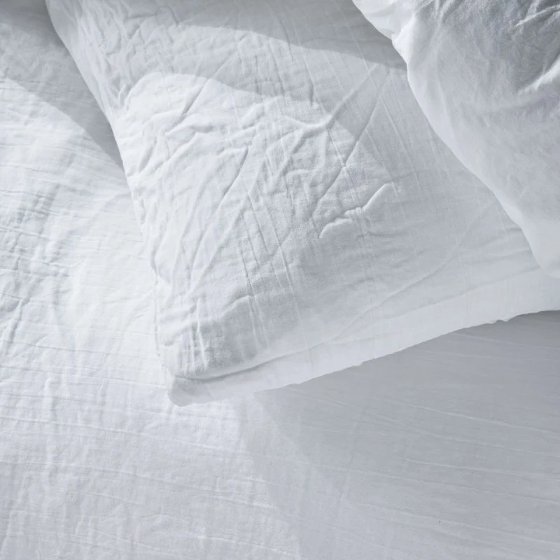 Pack 3 pièces Housse de couette 260 x 240 cm + 2 Taies d'oreiller 65 x 65 cm Gaze de Coton Craie
