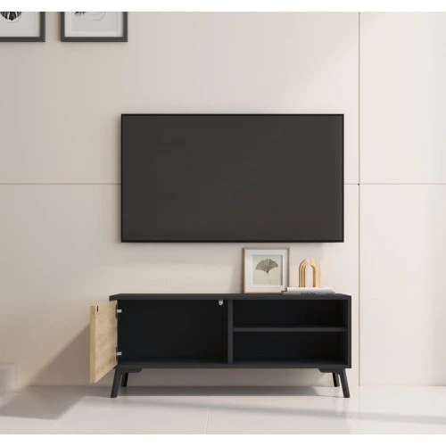 Meuble TV noir & chêne clair - 100 X 42 cm - Koi
