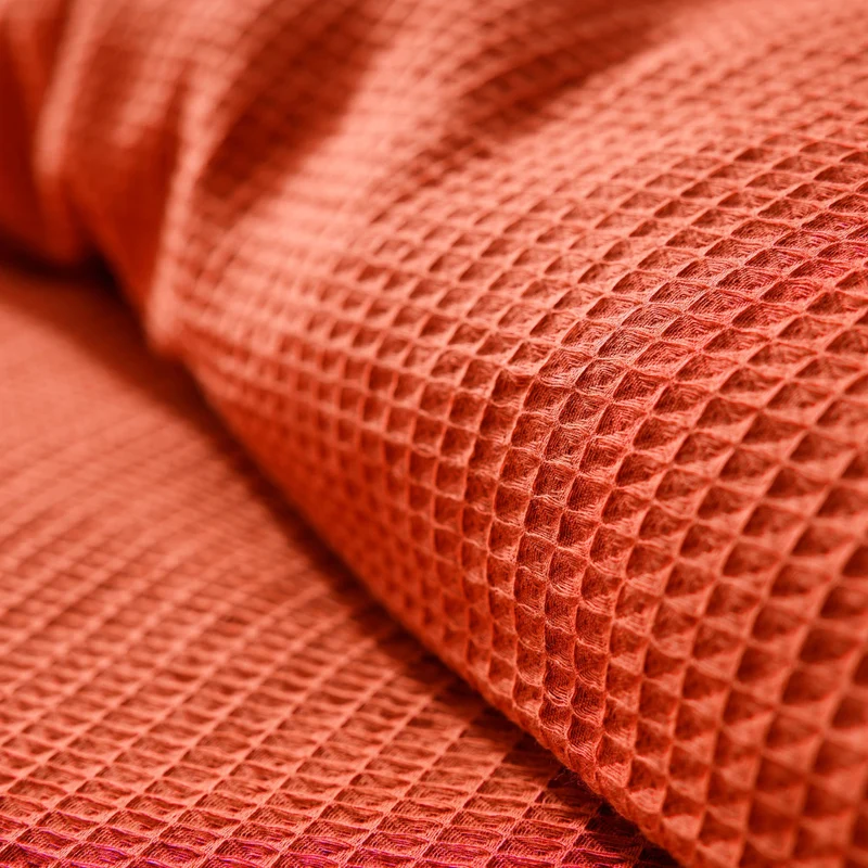 Pack 3 Pièces Housse de couette 260x240cm + 2 taies d'oreiller 65X65cm - nid d'abeille - Terracotta