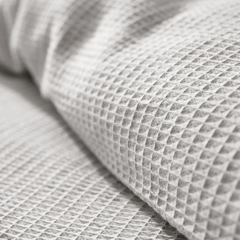 Pack 3 Pièces Housse de couette 260x240cm + 2 taies d'oreiller 65X65cm - nid d'abeille - Perle