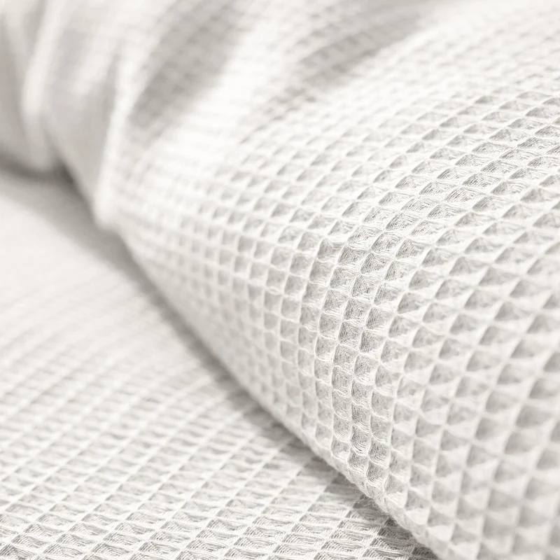 Pack 3 Pièces Housse de couette 240x220cm + 2 taies d'oreiller 65X65cm - nid d'abeille - Neige