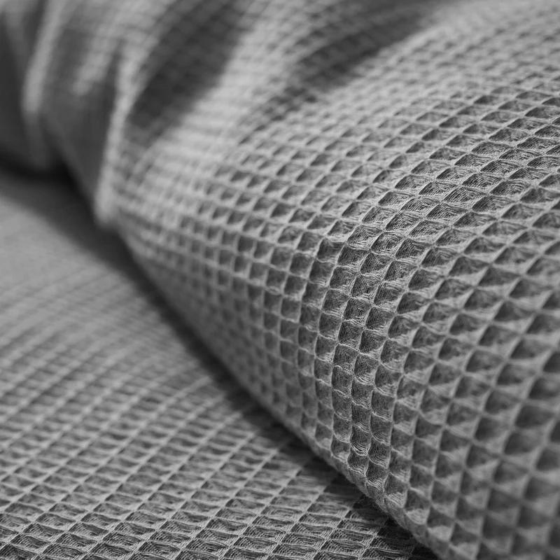 Pack 3 pièces Couette 240x220cm + 2 taies d'oreiller 65X65cm nid d'abeille - Ardoise